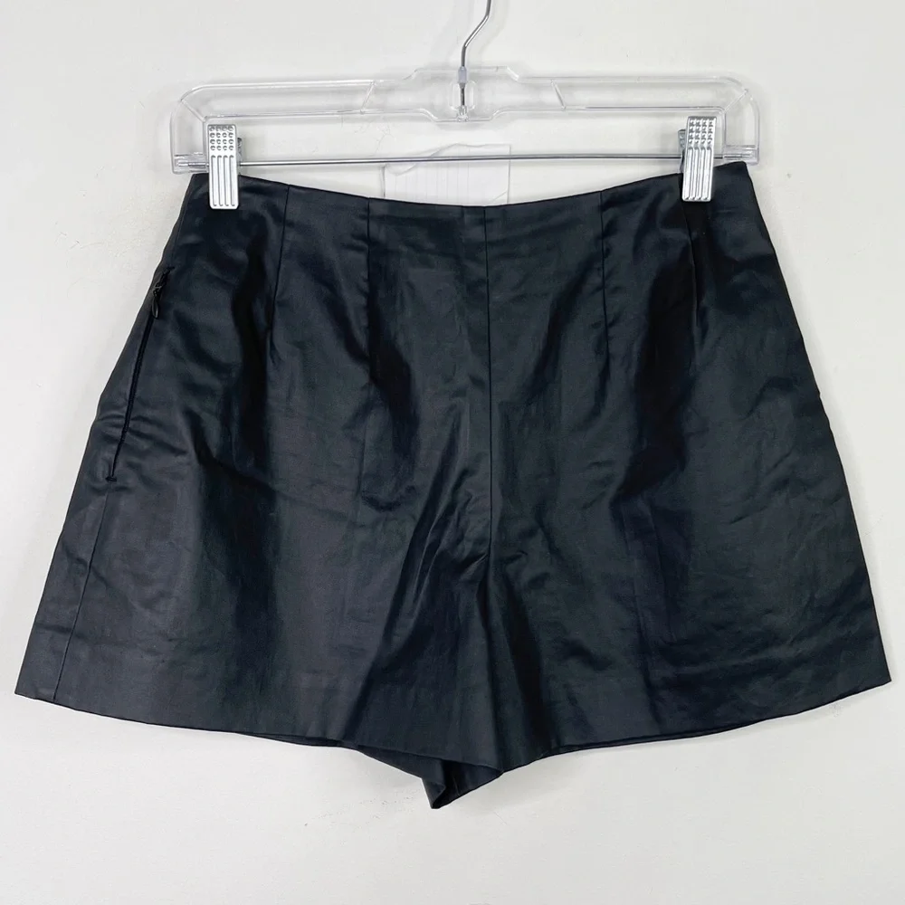 KATE‎ SPADE SATURDAY | Black Coated High Waisted Shorts with Pockets Sz. 0